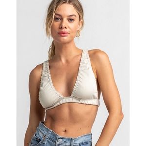 New Free People Wait and See Ruched Bralette in Thistle Seed
